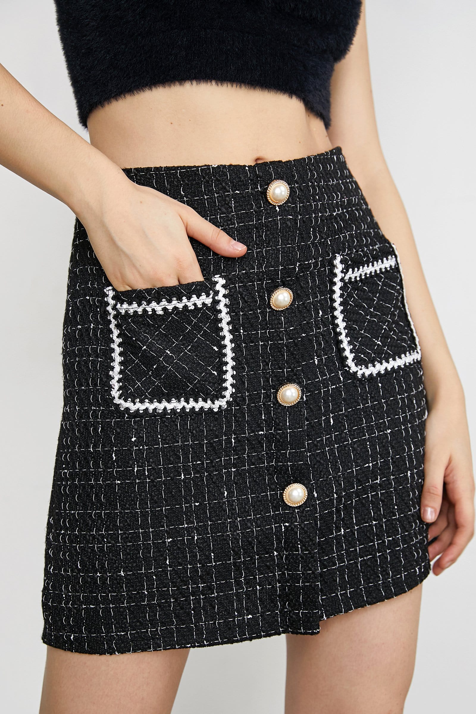 November Black Button Skirt