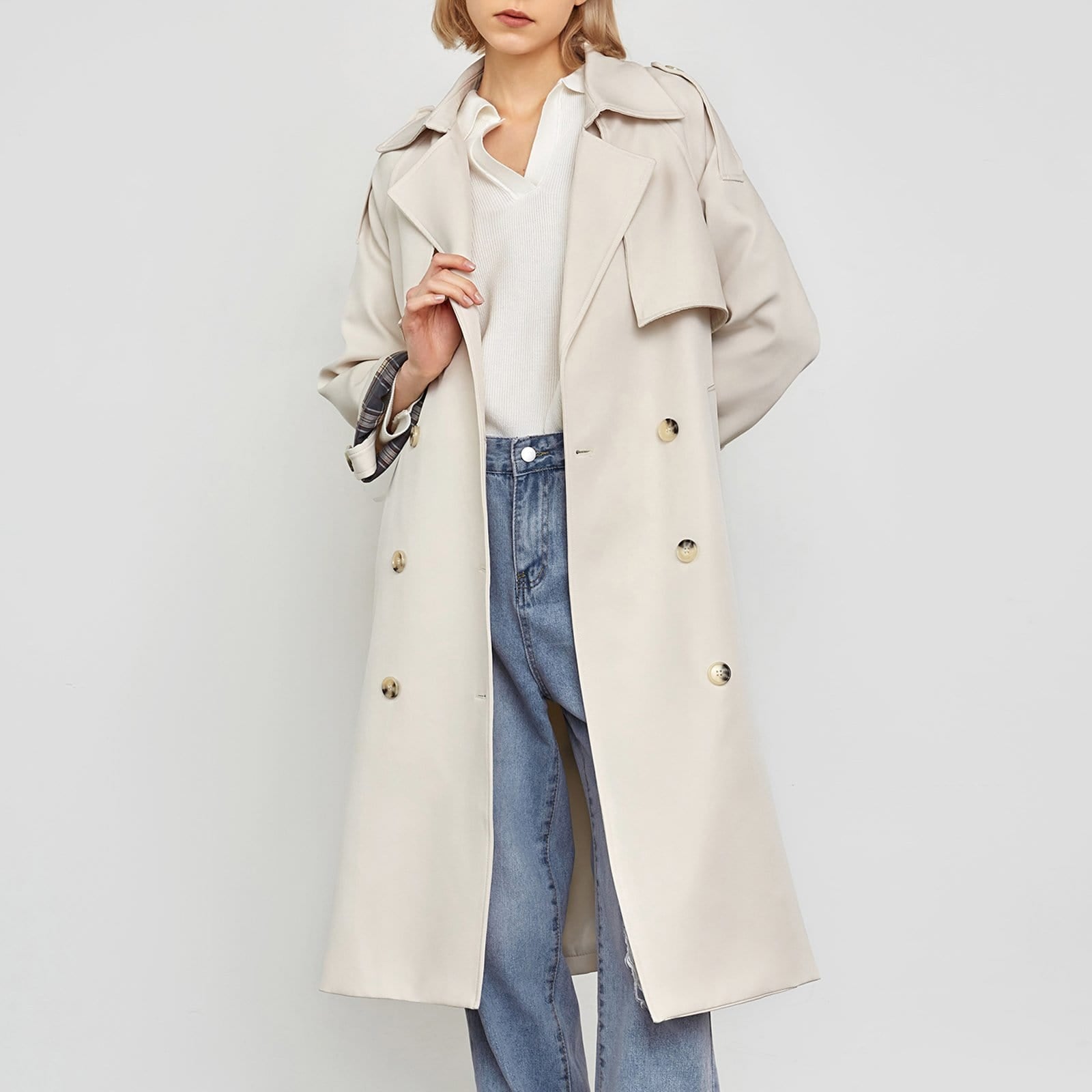 Ellee Beige Belt Trench Coat