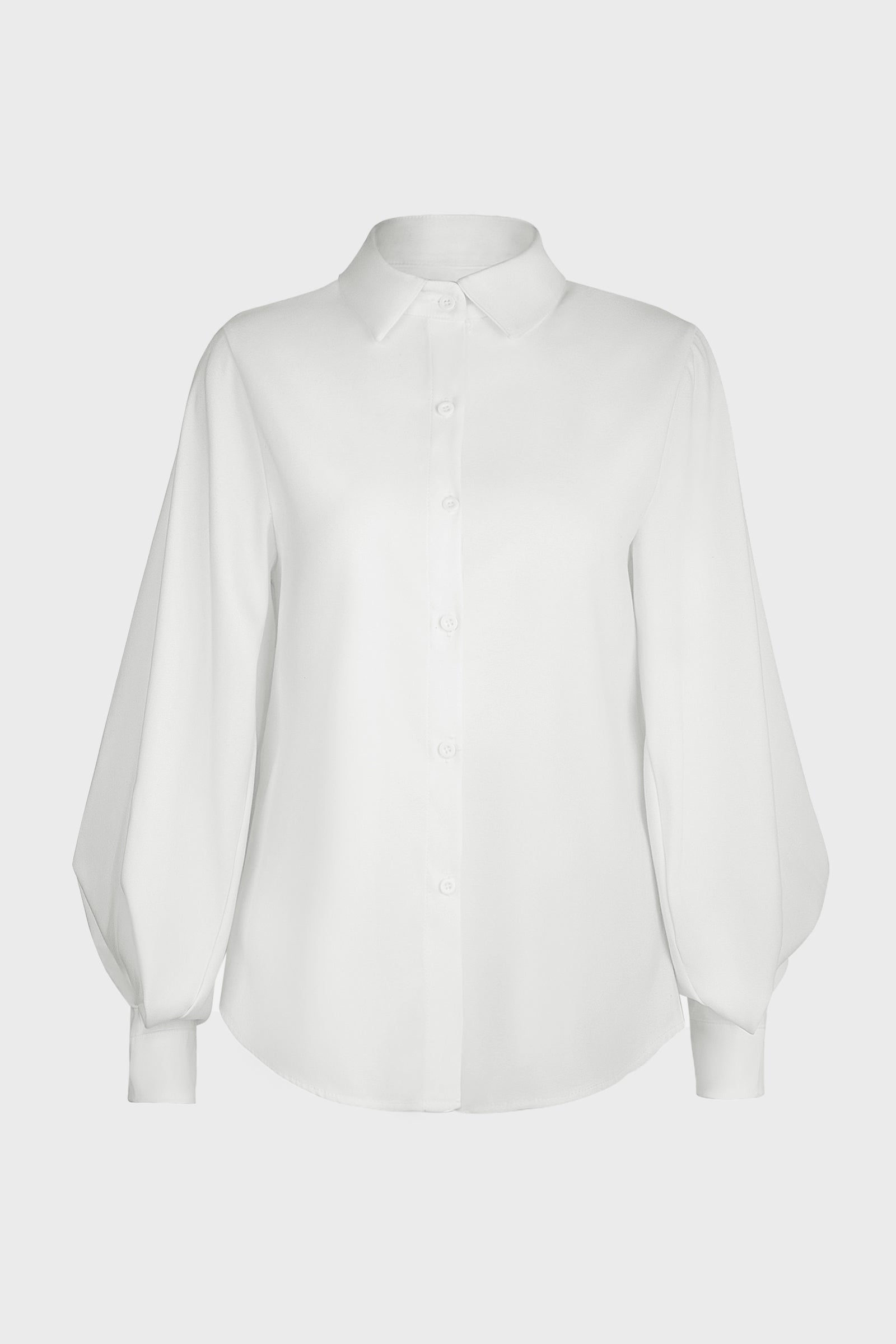 White Buttoned Lantern Sleeve Shirt