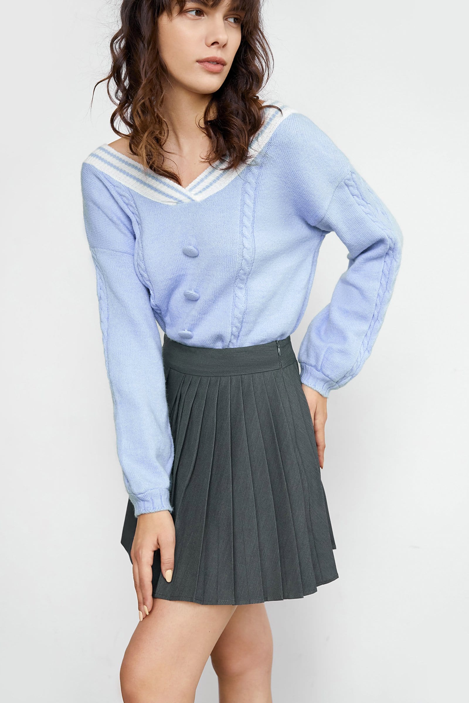 Jaquan Cornflower Blue V-Neck Sweater