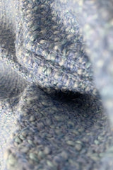 Cornflower Blue Double-Breasted Tweed Jacket With Gold Buttons