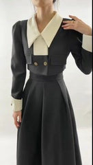 Black High-Waisted A Line Midi Skirt