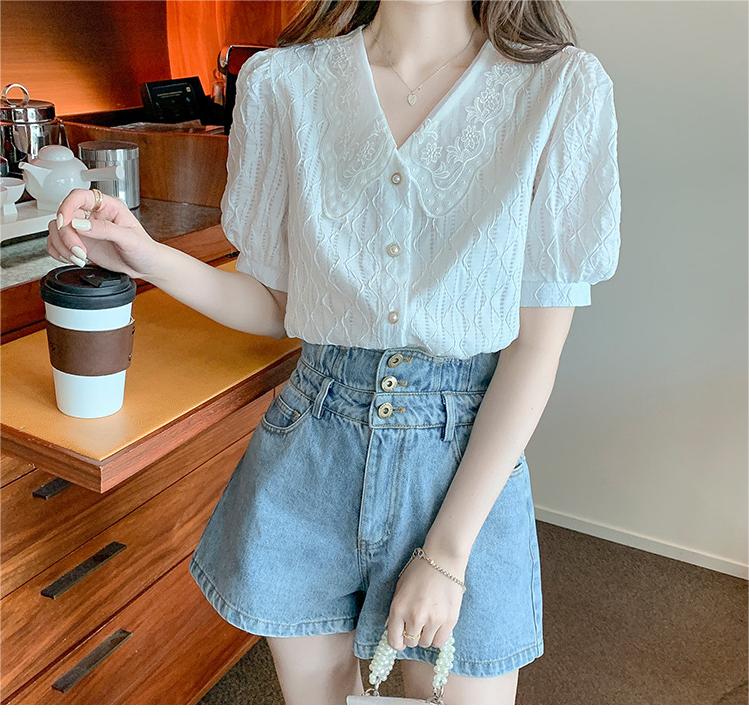 Wellesley Lace Vintage Neck White Blouse