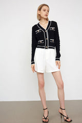 Zarina Black Contrast Cardigan