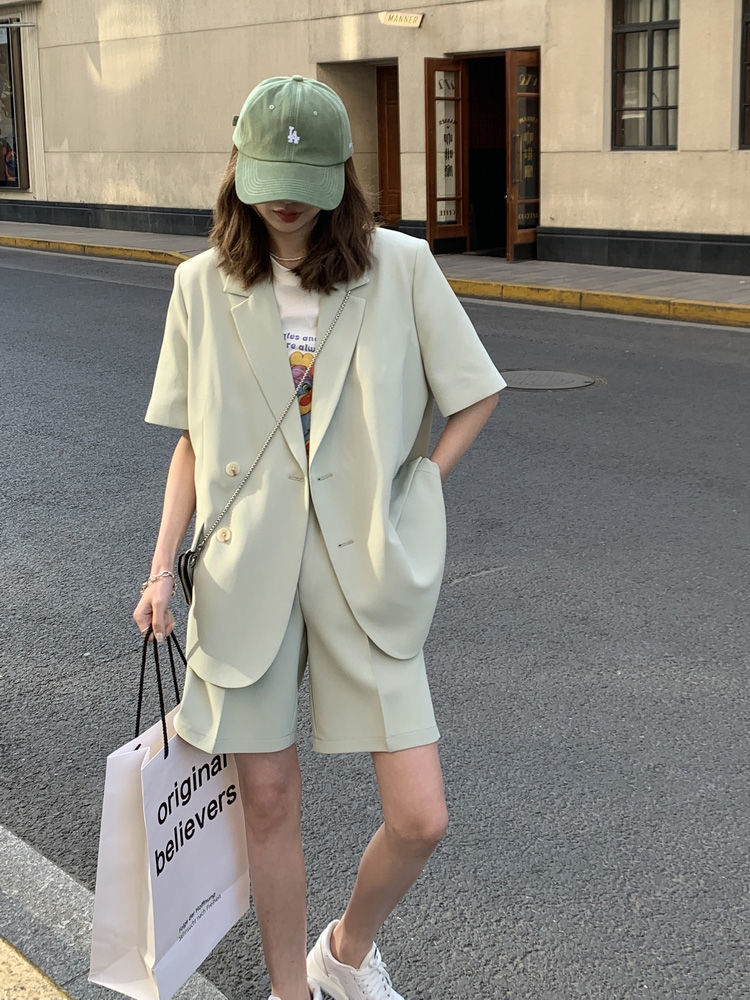 Green Collarless Blazer