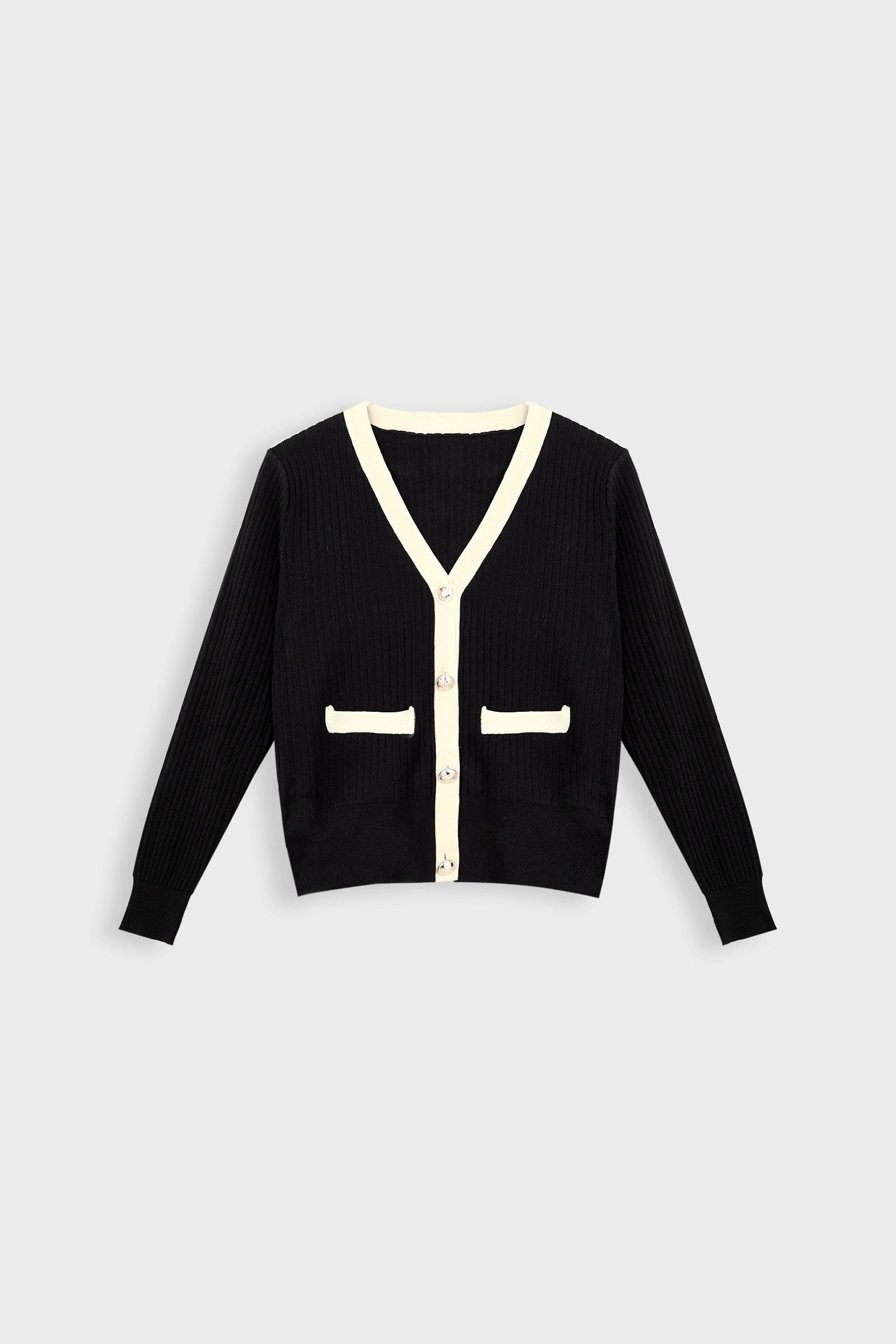 Lealia Black Contrast Knitted Cardigan