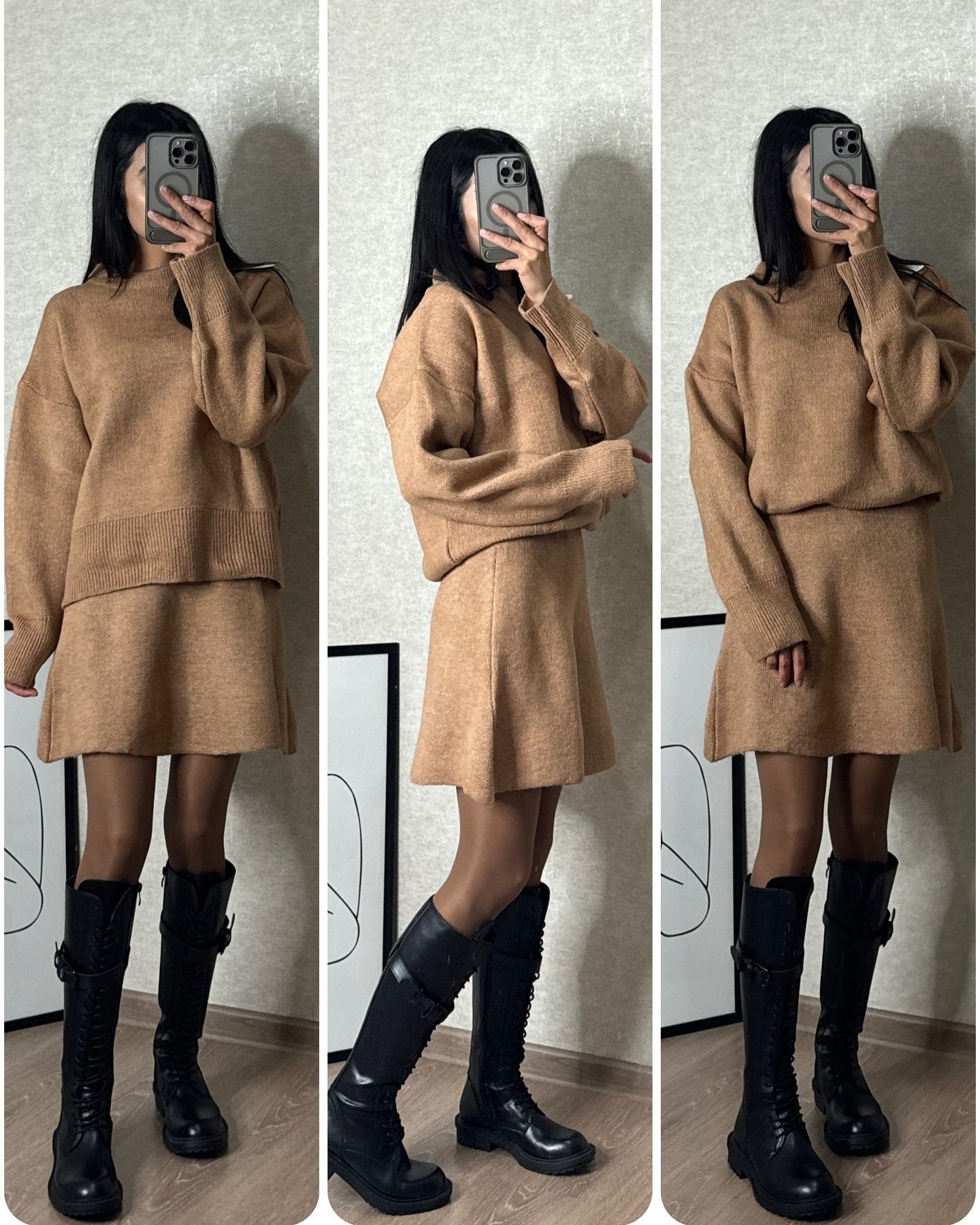 Knitted skirt suit