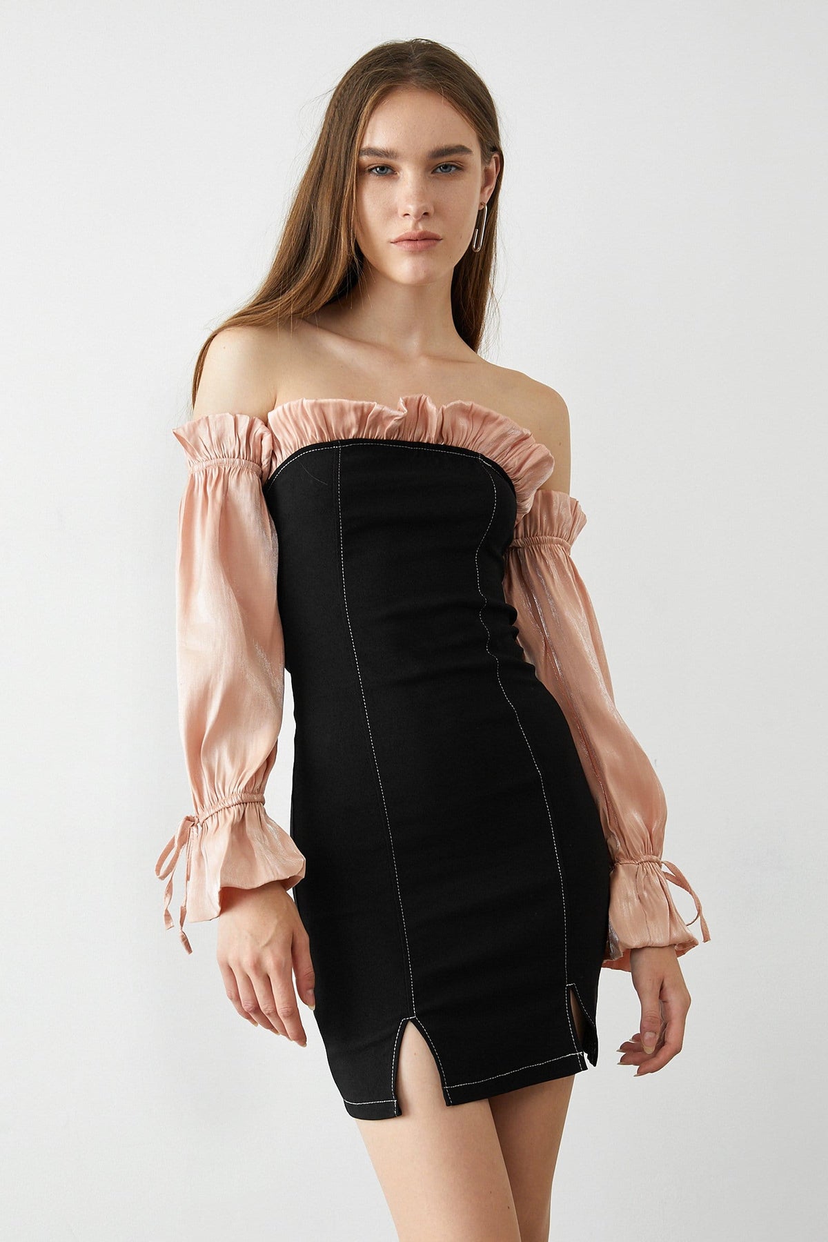 Zinnia Black Off-Shoulder Mini Dress