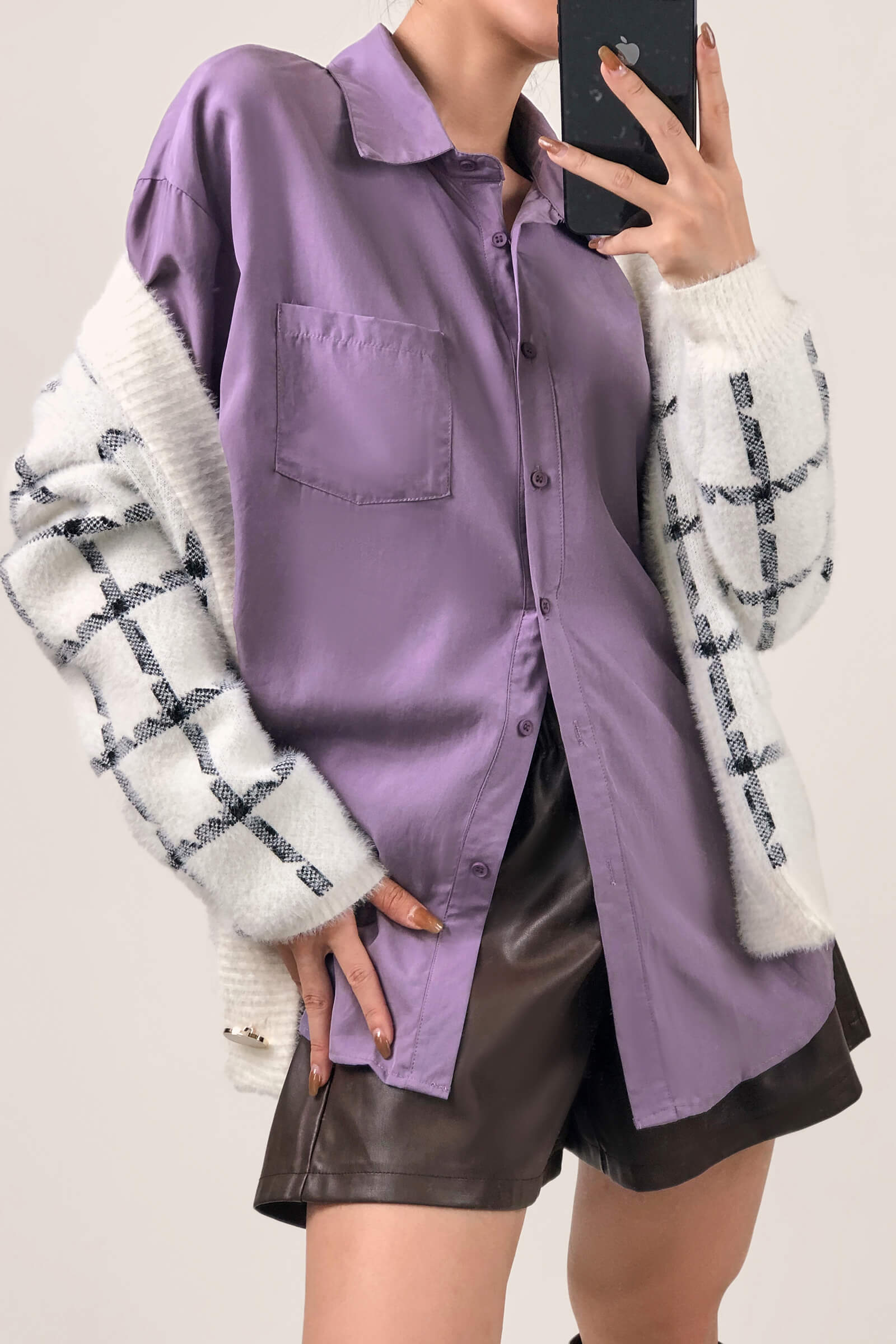 Slate Blue  Long Sleeve Button Front Shirt