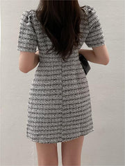 Crewneck Tweed Grey Mini Dress