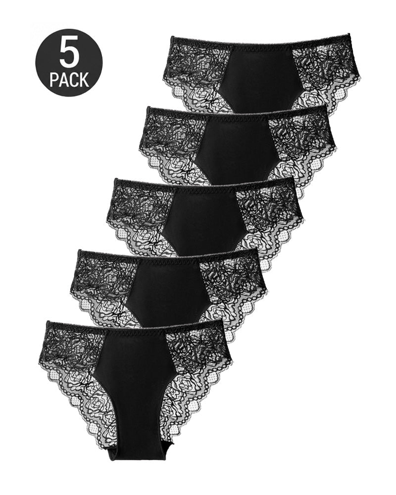 5-Pack See-through Floral Lace Seamless Panties