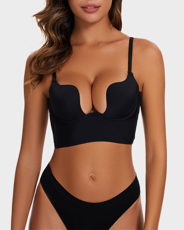 2 PackLow Back Secret Plunge Bra - Black+Beige
