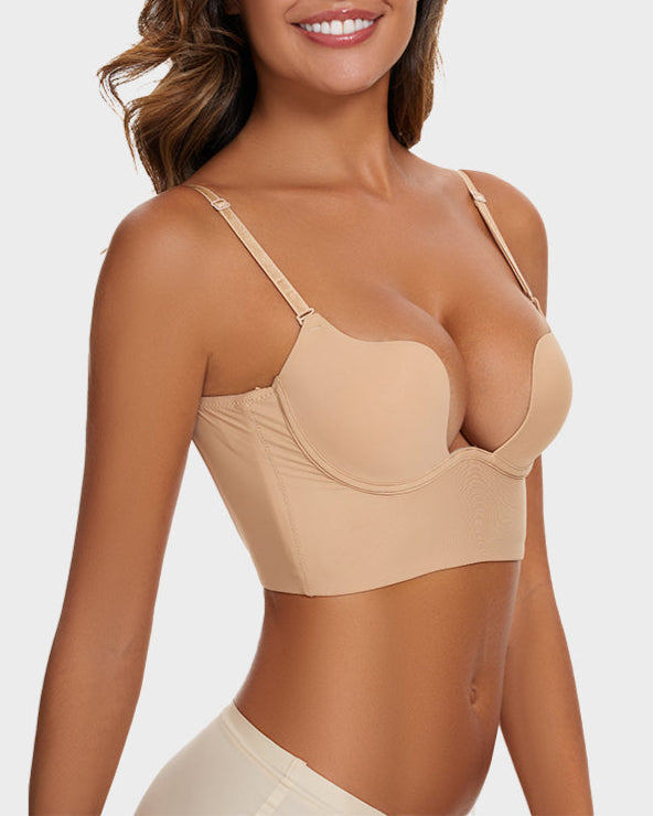 3 PackLow Back Secret Plunge Bra - Black+Beige+White