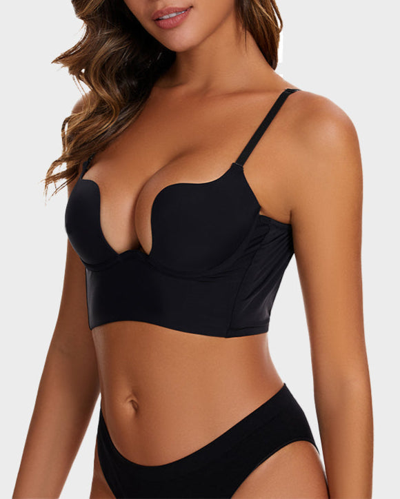 3 PackLow Back Secret Plunge Bra - Black+Beige+White