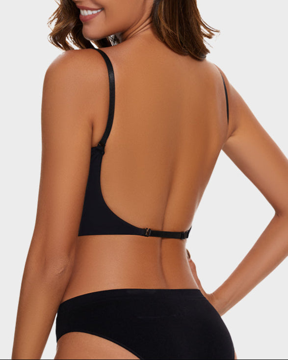 3 PackLow Back Secret Plunge Bra - Black+Beige+White