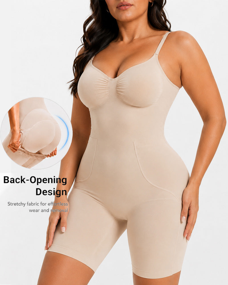 Seamless Tummy Control Back Pull-Down Bodysuit Shapewear