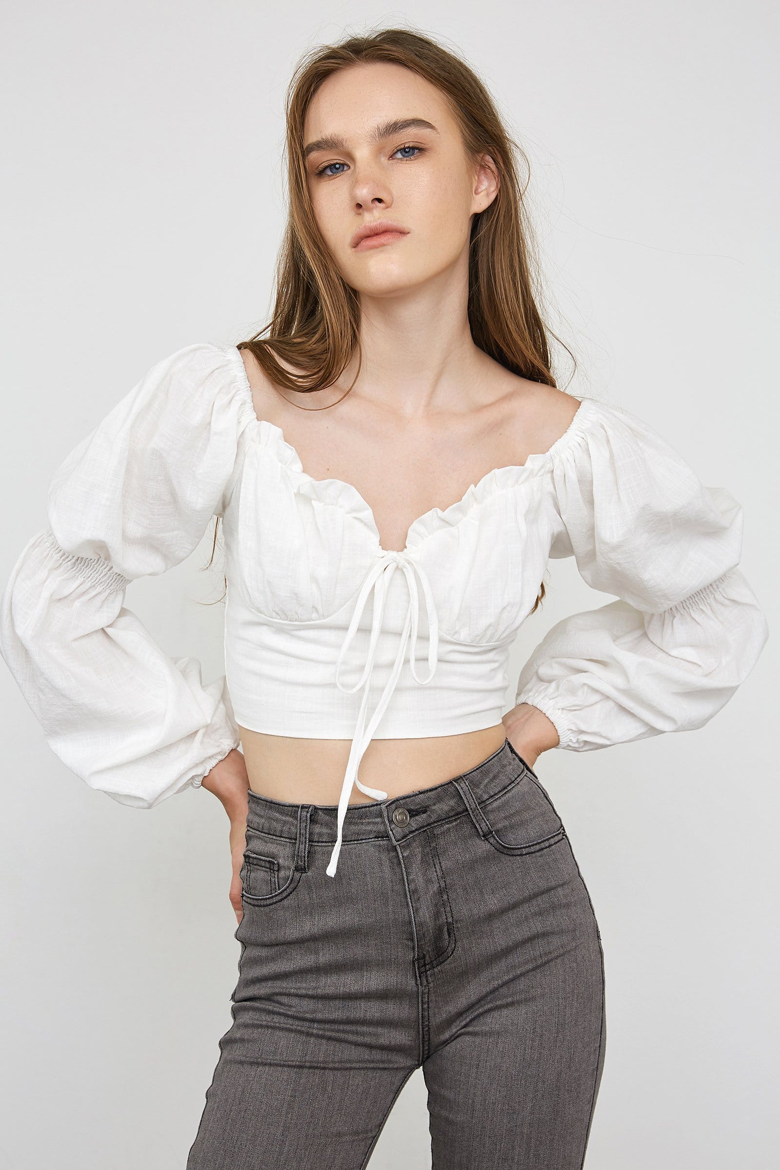 Roxanna White Puff Sleeve Blouse