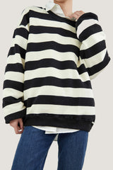 Black Comfort Striped Pullover Sweatshirts