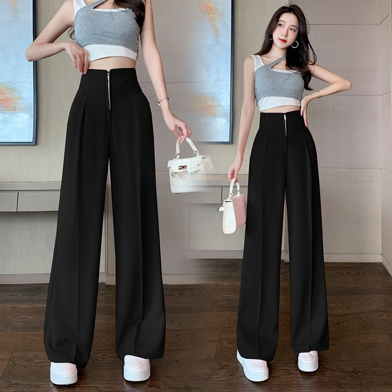 High-Rise Black Pleated Pants