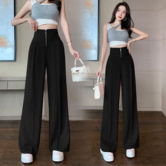 High-Rise Black Pleated Pants