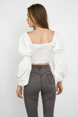 Roxanna White Puff Sleeve Blouse