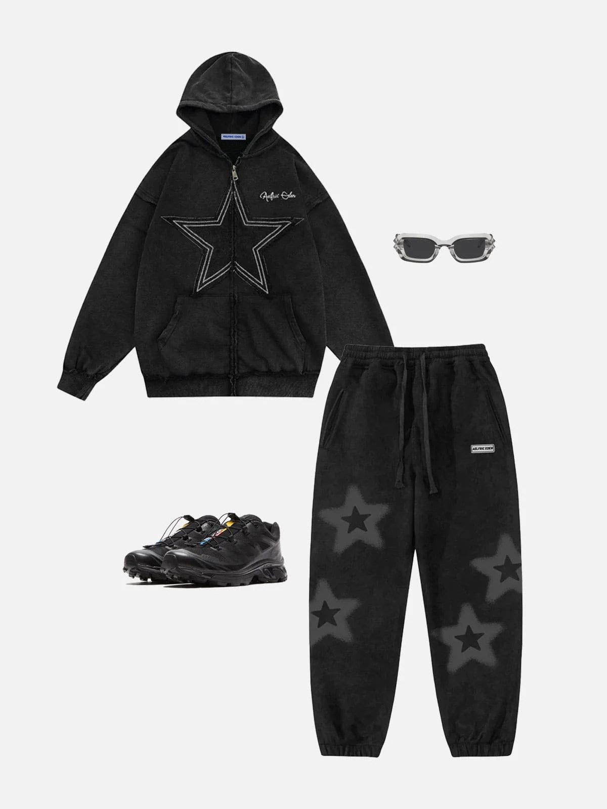 Star Washed Zip-up Hoodie