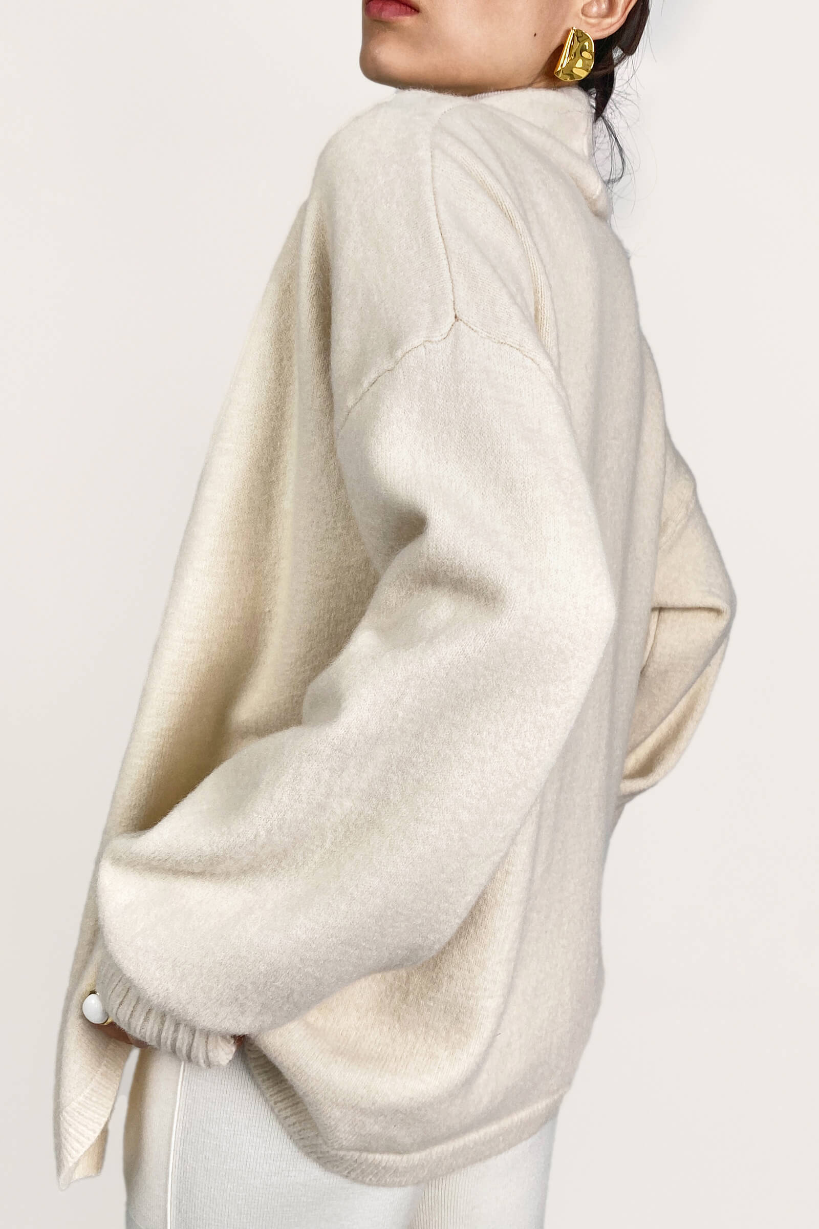 Ivory Open Front Relaxed Fit Cardigan