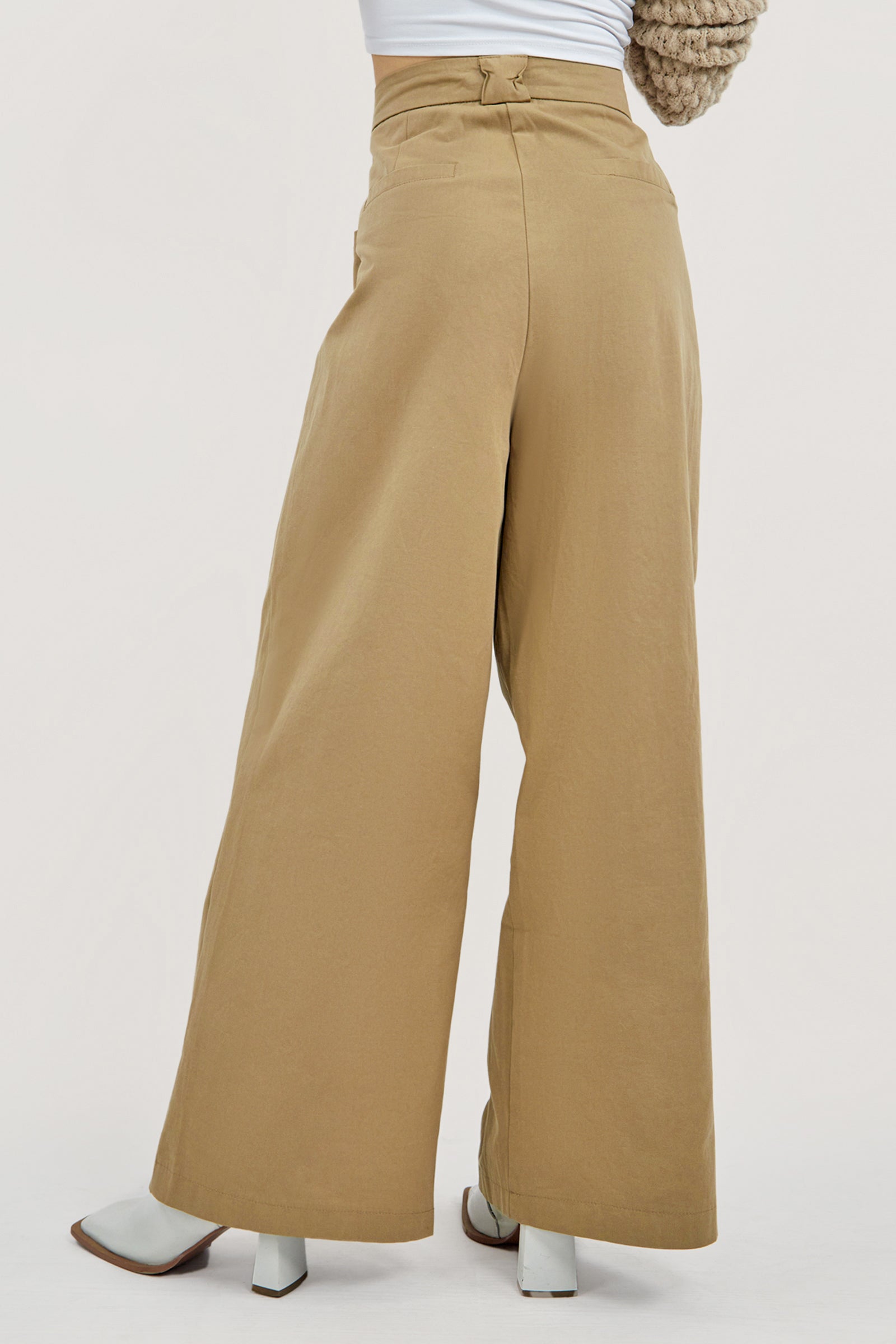 High Waist Solid Wide Leg Pants