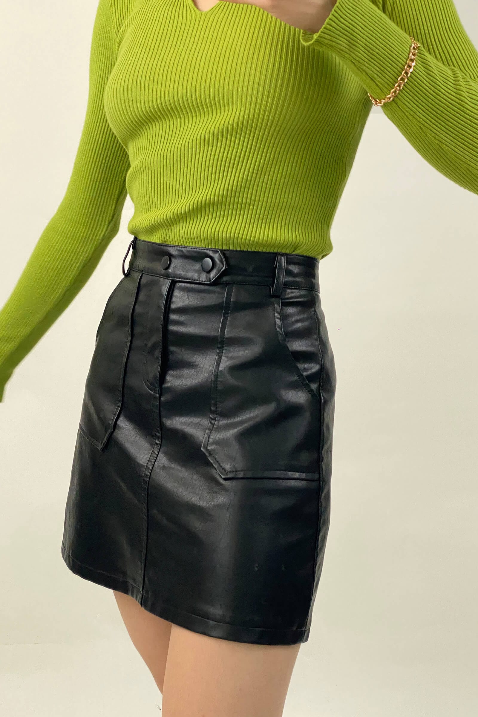 Green Knitted Cut Out Detail Sweater