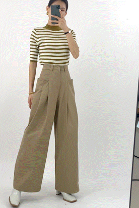 High Waist Solid Wide Leg Pants