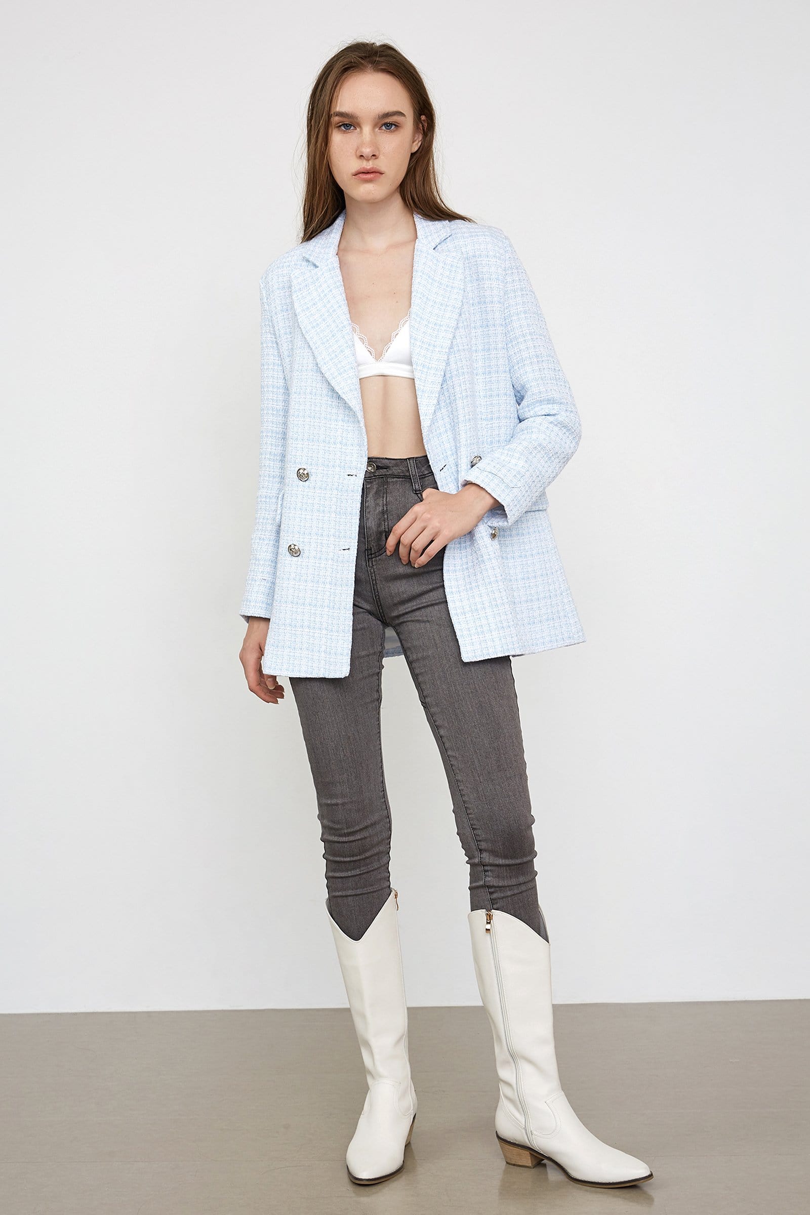 Nella Light Steel Longline Blazer
