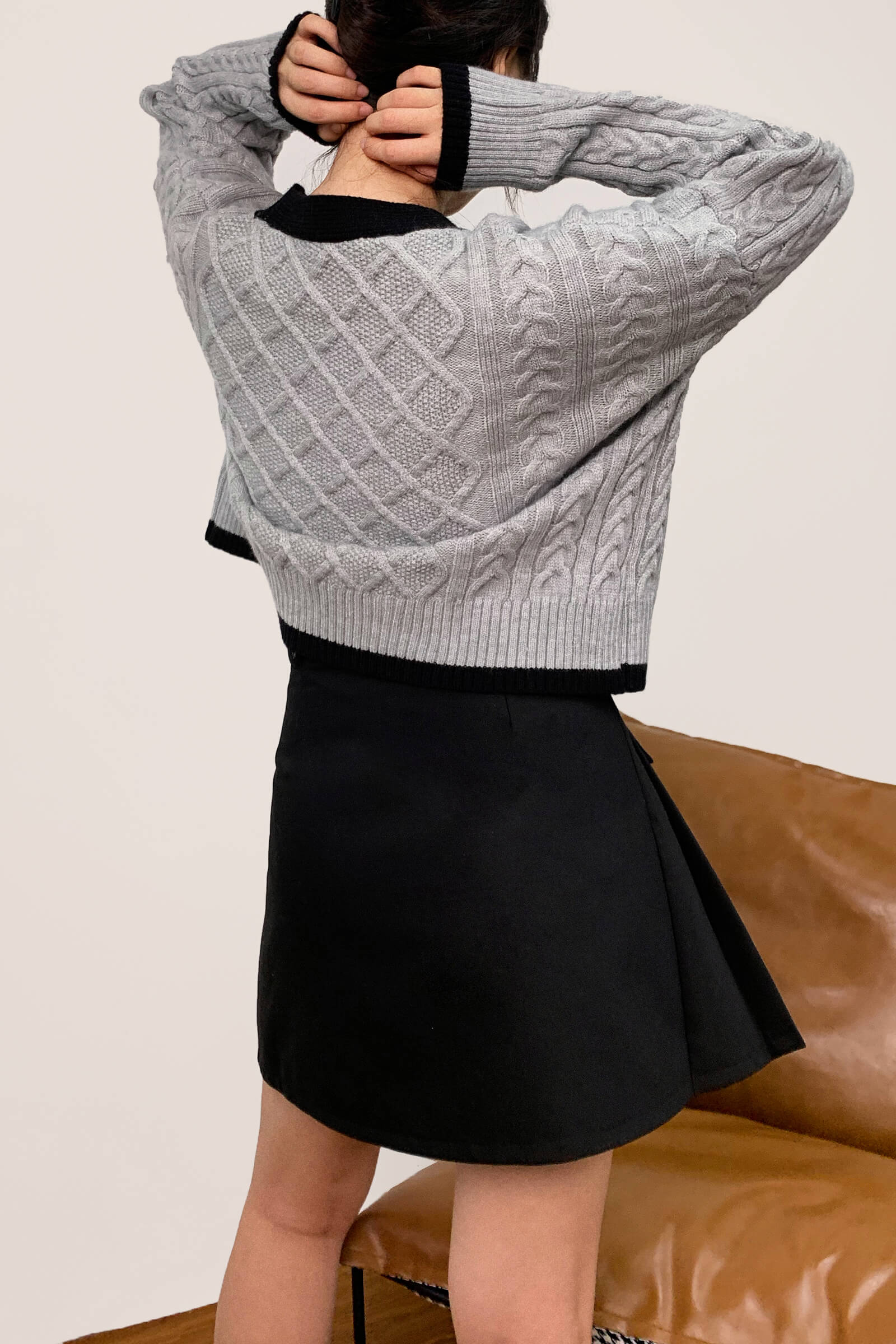 Hildagarde Grey Button-Up Cardigan