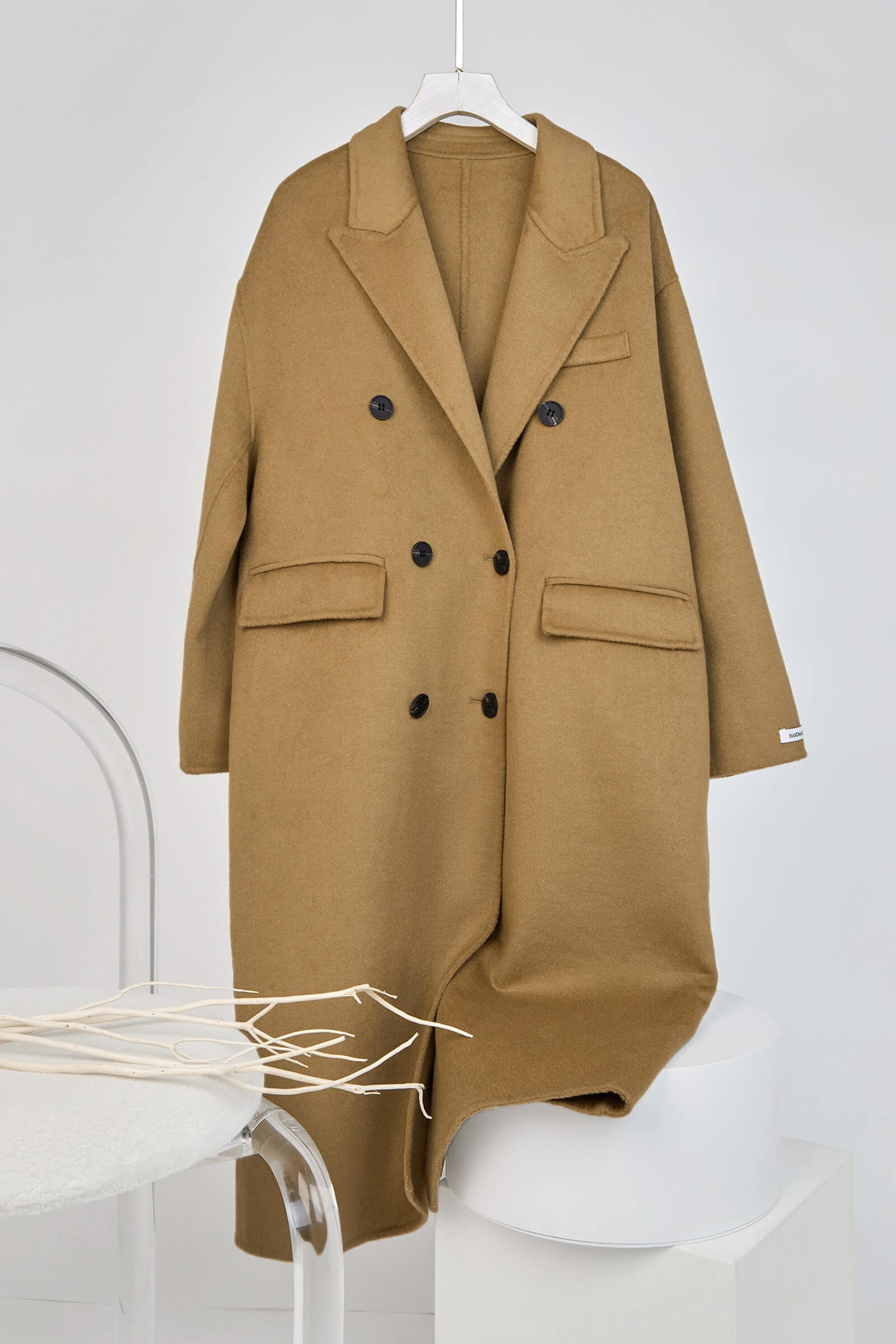 Peru Premium Wool Double-Breasted Longline Coat