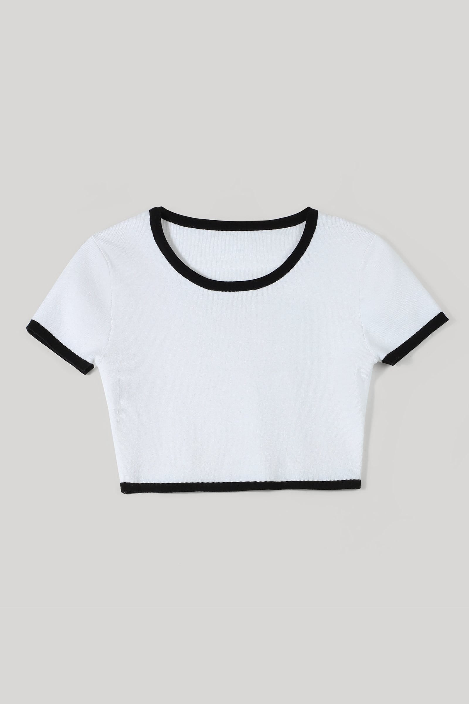 White Contrast Trim T-Shirt