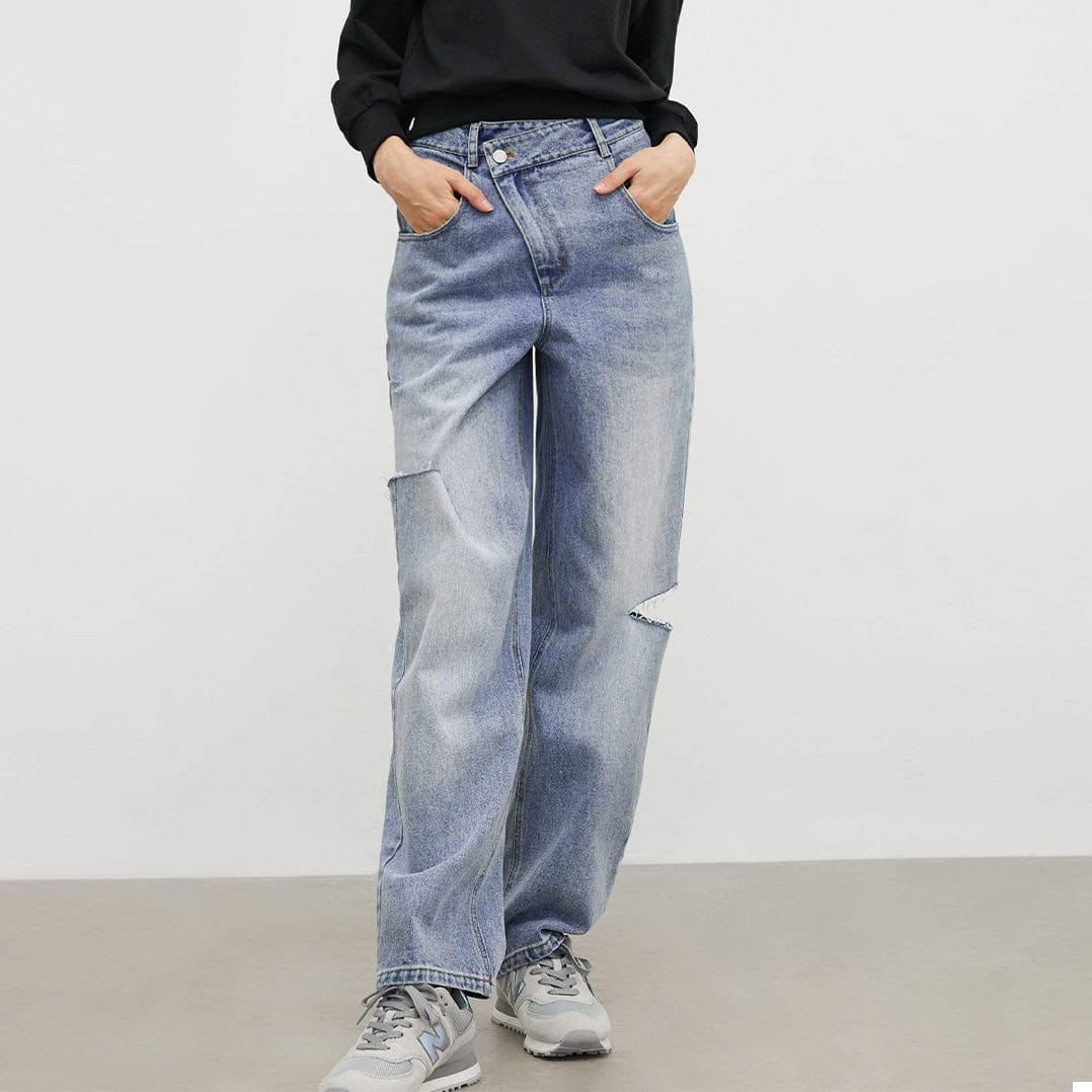 Ripped Slouchy Wide-Leg Mom Jeans