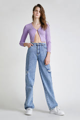 Dark Blue Ripped High Jeans