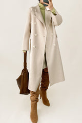 Gainsboro Premium Wool Double-Breasted Collared Longline Coat