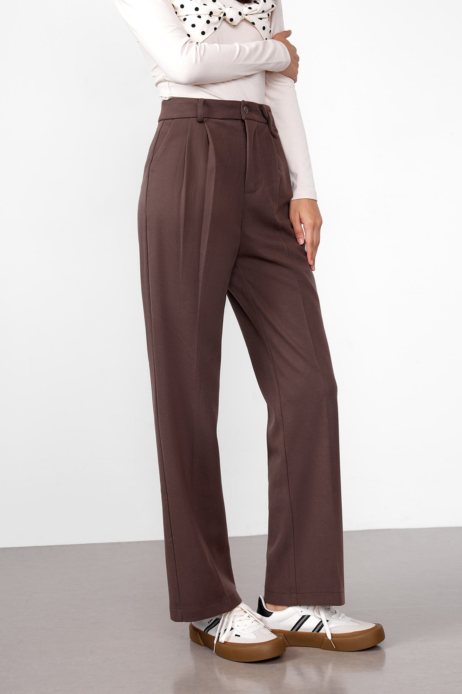 Geogina Saddle Brown Pleated Pants