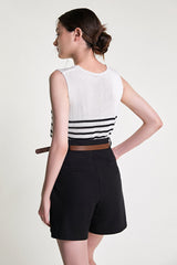 White Striped Knitted Tank Top