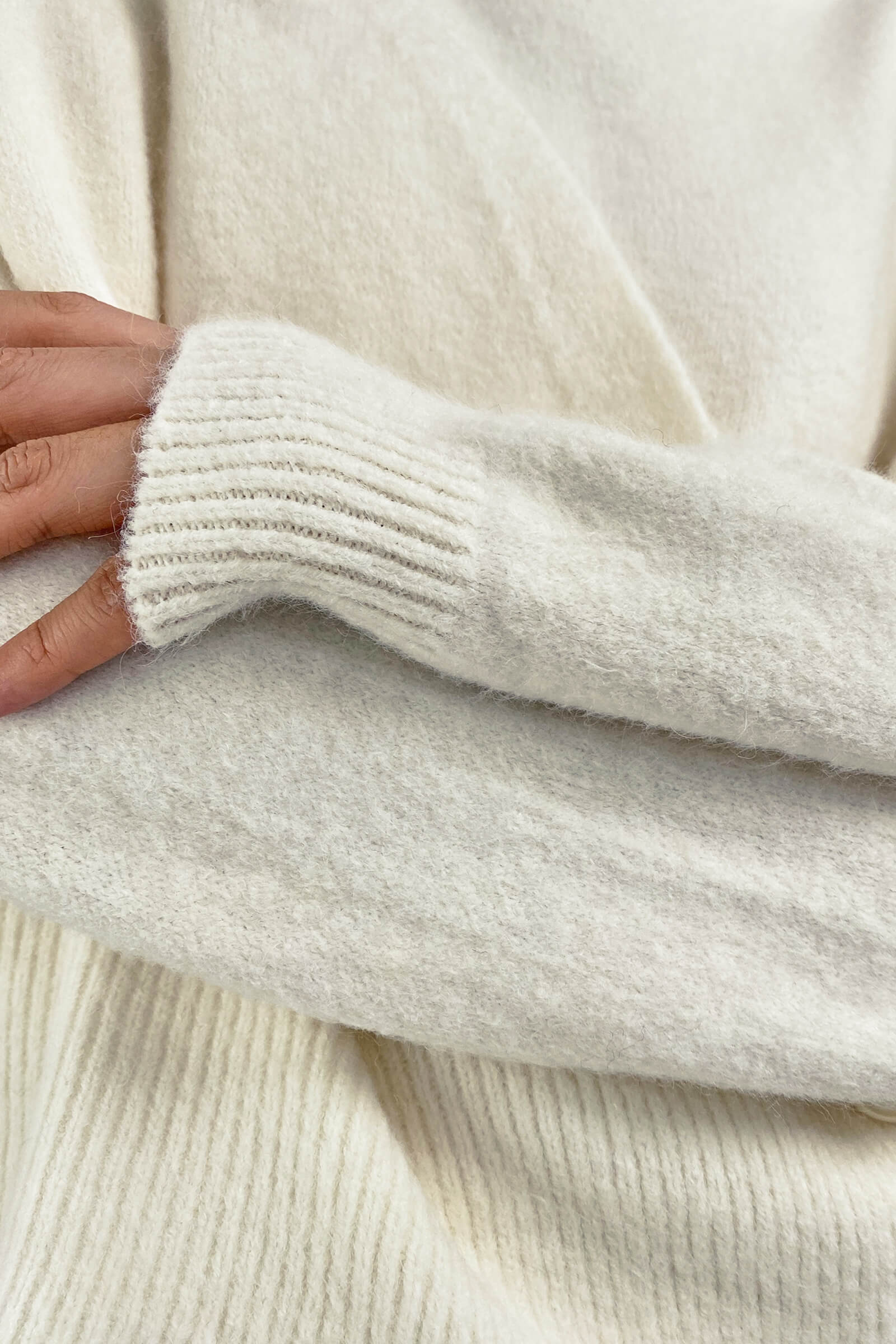 White Overlap Collar Knit Sweater