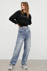 Ripped Slouchy Wide-Leg Mom Jeans