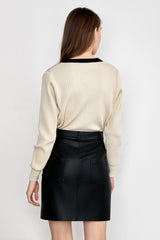 Lealia Beige Contrast Cardigan