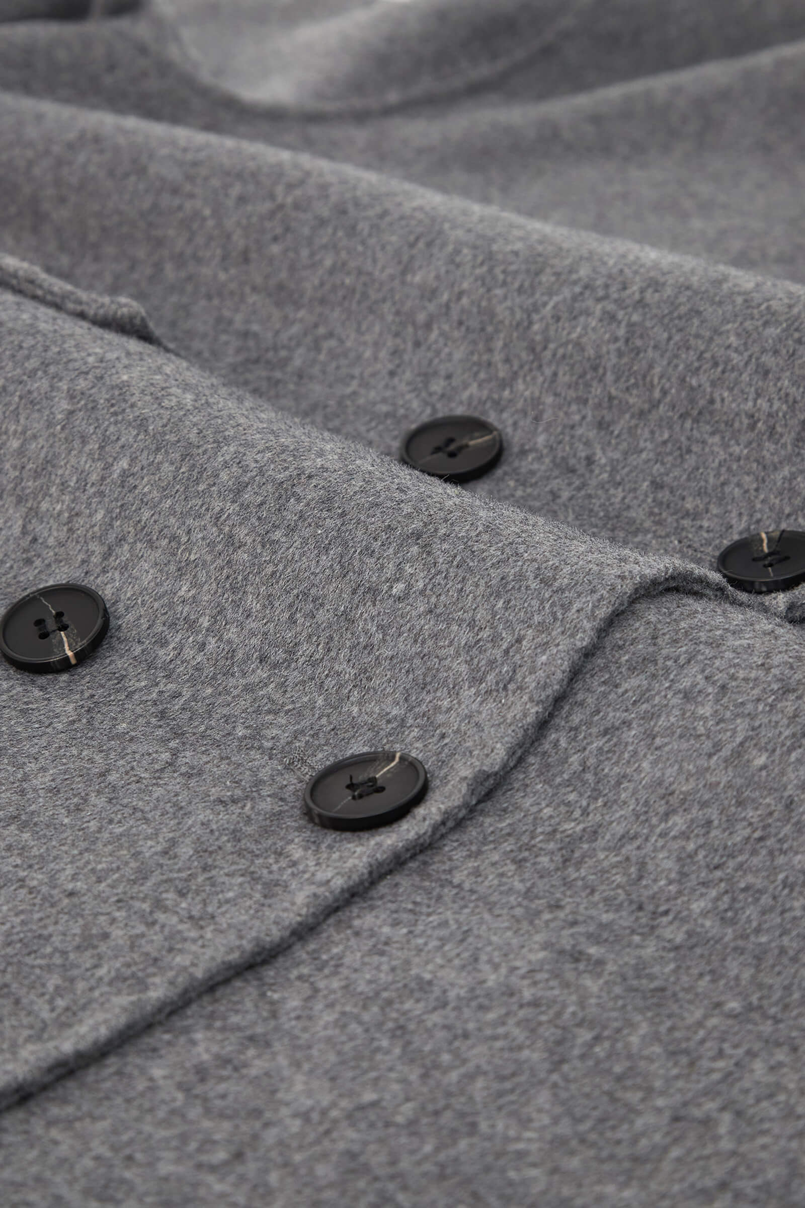 Grey Premium Wool Double-Breasted Longline Coat