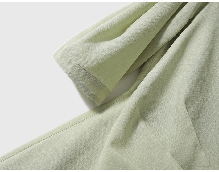 Green Khaki Wrap Front Tie Side Blazer Dress