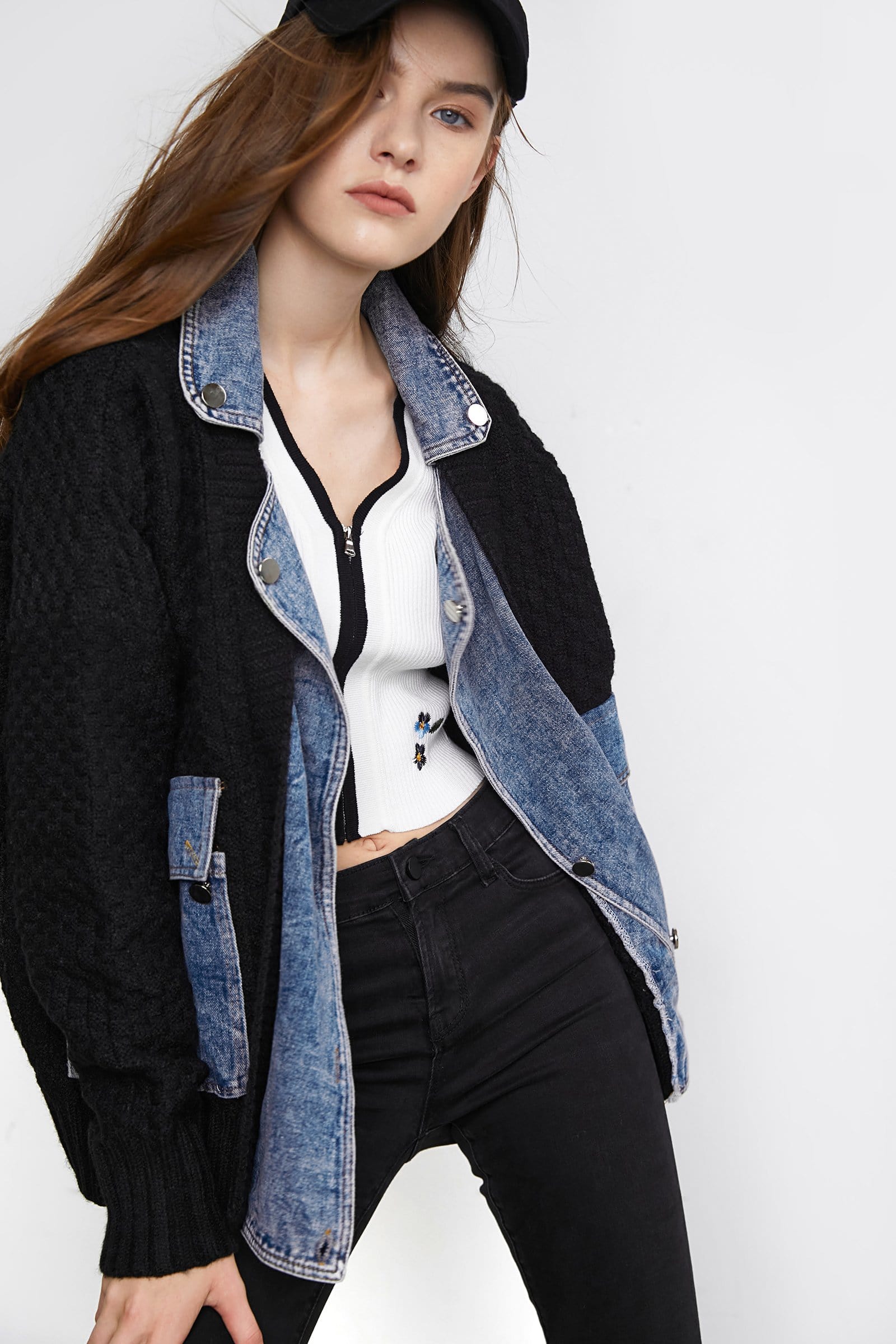 Mishka Black Knit Denim Jacket