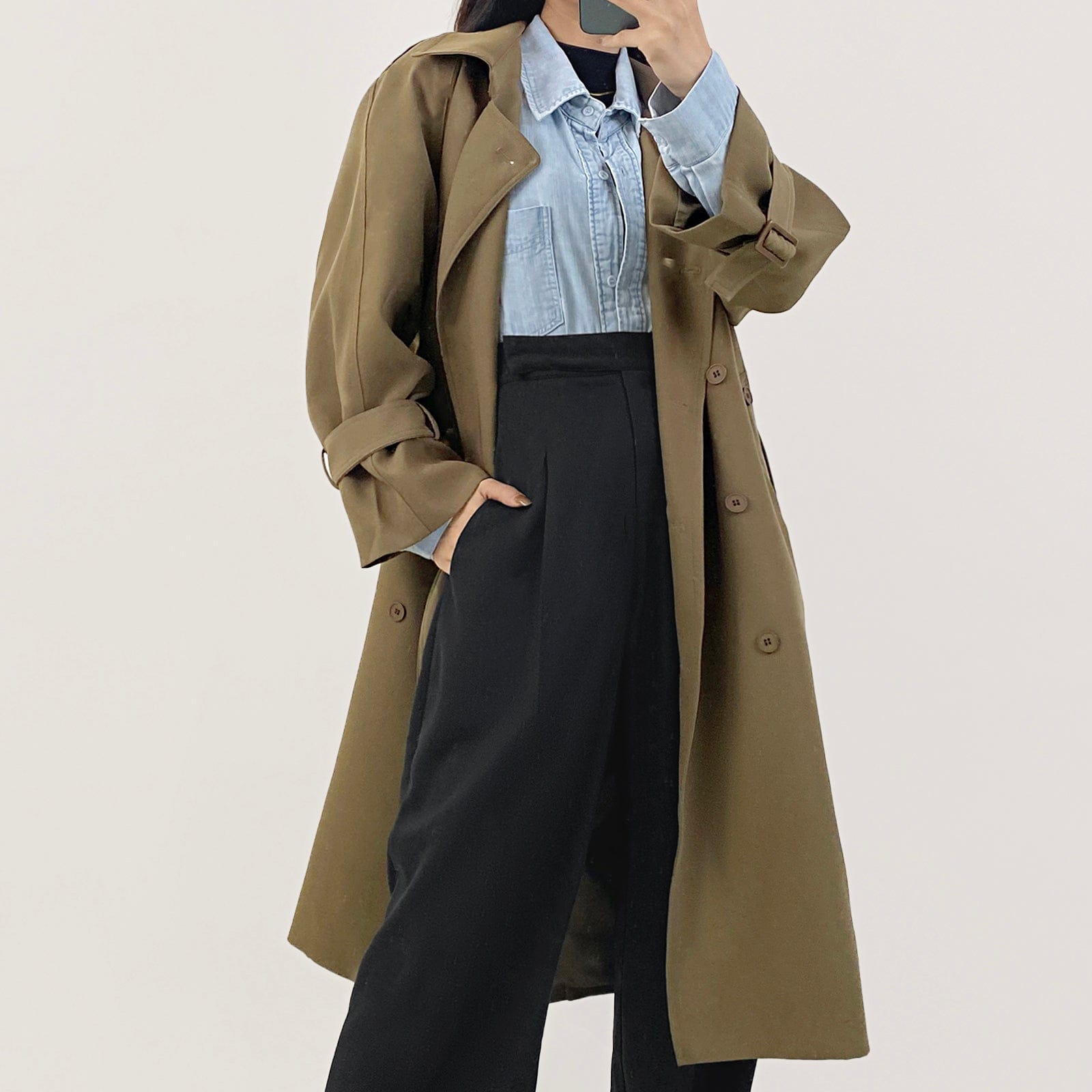 Sienna Belted Double-Breasted Trench Coat