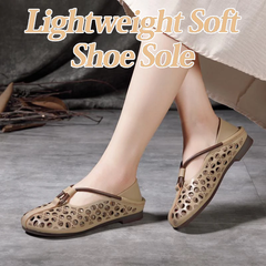 retro hollow soft leather shoes