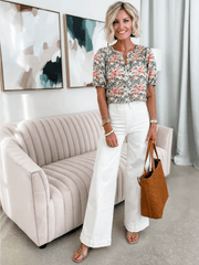 Vintage style sewn front wide leg jeans