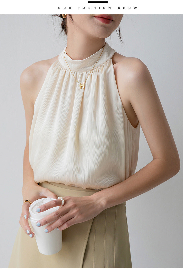 Halter Neck Suspender Sleeveless Vest.