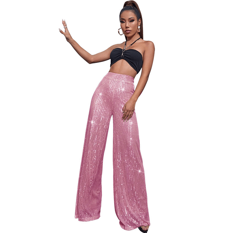 black sequin stretch pants